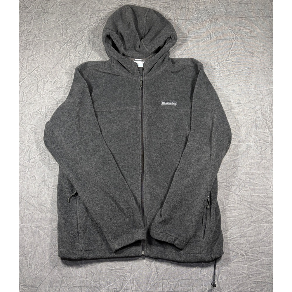 Columbia Fleece Hoodie Mens XL Gray Full Zip Jacket XM8281 Soft Outdoor Layer